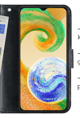 BASEY. Hoes Geschikt voor Samsung A04s Hoesje Bookcase Hoes Flip Case Book Cover Met Screenprotector - Hoesje Geschikt voor Samsung Galaxy A04s Hoes Book Case Hoesje - Zwart