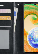 BASEY. Hoes Geschikt voor Samsung A04s Hoesje Bookcase Hoes Flip Case Book Cover Met Screenprotector - Hoesje Geschikt voor Samsung Galaxy A04s Hoes Book Case Hoesje - Zwart