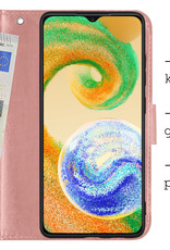 BASEY. Hoes Geschikt voor Samsung A04s Hoesje Bookcase Hoes Flip Case Book Cover Met 2x Screenprotector - Hoesje Geschikt voor Samsung Galaxy A04s Hoes Book Case Hoesje - Rosé goud