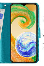 BASEY. Hoes Geschikt voor Samsung A04s Hoesje Bookcase Hoes Flip Case Book Cover Met 2x Screenprotector - Hoesje Geschikt voor Samsung Galaxy A04s Hoes Book Case Hoesje - Turquoise
