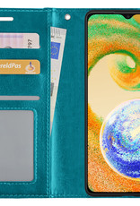 BASEY. Hoes Geschikt voor Samsung A04s Hoesje Bookcase Hoes Flip Case Book Cover Met 2x Screenprotector - Hoesje Geschikt voor Samsung Galaxy A04s Hoes Book Case Hoesje - Turquoise