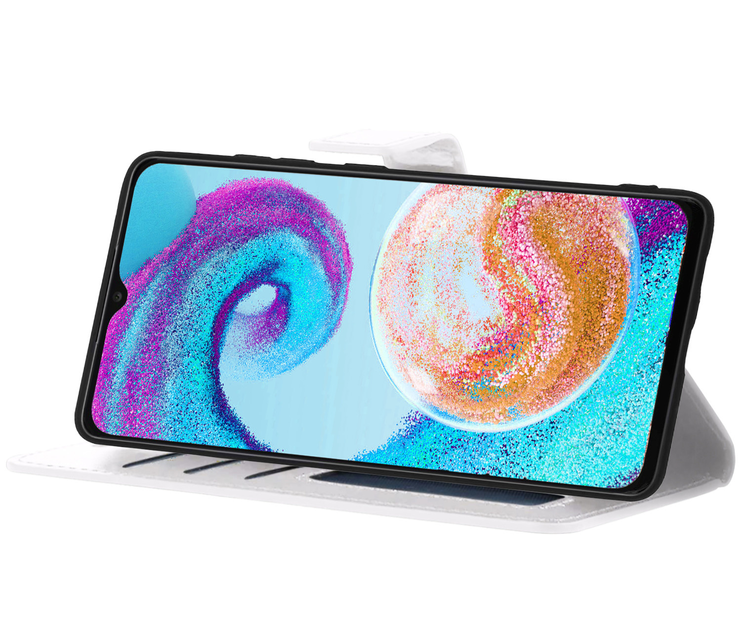 Nomfy Hoesje Geschikt voor Samsung A04s Hoes Bookcase Flipcase Book Cover Met Screenprotector - Hoes Geschikt voor Samsung Galaxy A04s Hoesje Book Case - Wit