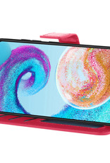 Nomfy Hoesje Geschikt voor Samsung A04s Hoes Bookcase Flipcase Book Cover Met 2x Screenprotector - Hoes Geschikt voor Samsung Galaxy A04s Hoesje Book Case - Donkerroze