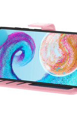 Nomfy Hoesje Geschikt voor Samsung A04s Hoes Bookcase Flipcase Book Cover Met 2x Screenprotector - Hoes Geschikt voor Samsung Galaxy A04s Hoesje Book Case - Lichtroze