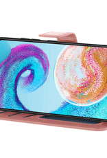 Nomfy Hoesje Geschikt voor Samsung A04s Hoes Bookcase Flipcase Book Cover Met 2x Screenprotector - Hoes Geschikt voor Samsung Galaxy A04s Hoesje Book Case - Rosé goud