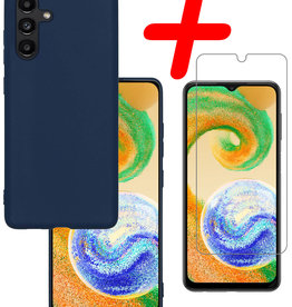 BASEY. BASEY. Samsung Galaxy A04s Hoesje Siliconen Met Screenprotector - Donkerblauw