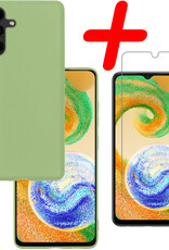 BASEY. Hoes Geschikt voor Samsung A04s Hoesje Siliconen Back Cover Case Met Screenprotector - Hoesje Geschikt voor Samsung Galaxy A04s Hoes Cover Hoesje - Groen
