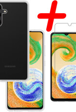 BASEY. Hoes Geschikt voor Samsung A04s Hoesje Siliconen Back Cover Case Met Screenprotector - Hoesje Geschikt voor Samsung Galaxy A04s Hoes Cover Hoesje - Transparant