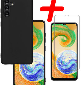 BASEY. BASEY. Samsung Galaxy A04s Hoesje Siliconen Met Screenprotector - Zwart