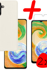 BASEY. Hoes Geschikt voor Samsung A04s Hoesje Siliconen Back Cover Case Met 2x Screenprotector - Hoesje Geschikt voor Samsung Galaxy A04s Hoes Cover Hoesje - Wit