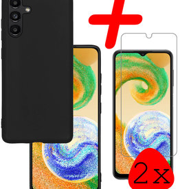 BASEY. BASEY. Samsung Galaxy A04s Hoesje Siliconen Met 2x Screenprotector - Zwart