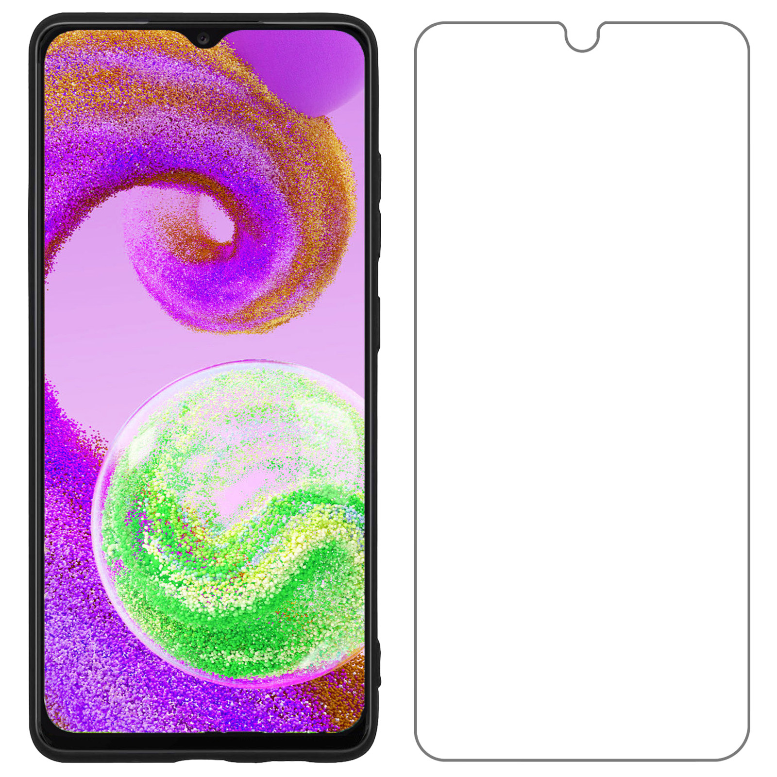 NoXx Hoes Geschikt voor Samsung A04s Hoesje Cover Siliconen Back Case Hoes Met Screenprotector - Lila