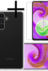 NoXx Hoes Geschikt voor Samsung A04s Hoesje Cover Siliconen Back Case Hoes Met Screenprotector - Transparant