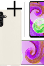 NoXx Hoes Geschikt voor Samsung A04s Hoesje Cover Siliconen Back Case Hoes Met Screenprotector - Wit