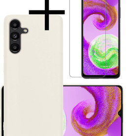 NoXx NoXx Samsung Galaxy A04s Hoesje Siliconen Met Screenprotector - Wit
