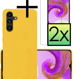 NoXx NoXx Samsung Galaxy A04s Hoesje Siliconen Met 2x Screenprotector - Geel