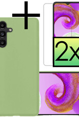 NoXx Hoes Geschikt voor Samsung A04s Hoesje Cover Siliconen Back Case Hoes Met 2x Screenprotector - Groen
