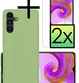 NoXx NoXx Samsung Galaxy A04s Hoesje Siliconen Met 2x Screenprotector - Groen