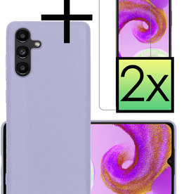 NoXx NoXx Samsung Galaxy A04s Hoesje Siliconen Met 2x Screenprotector - Lila