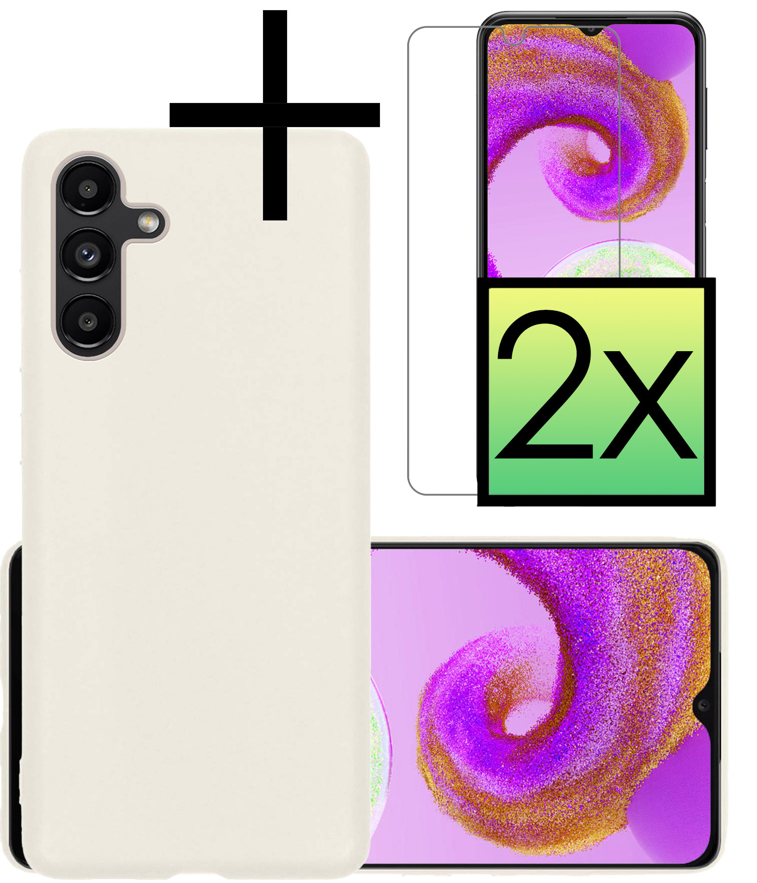 NoXx Samsung Galaxy A04s Hoesje Back Cover Siliconen Case Hoes Met 2x Screenprotector - Wit
