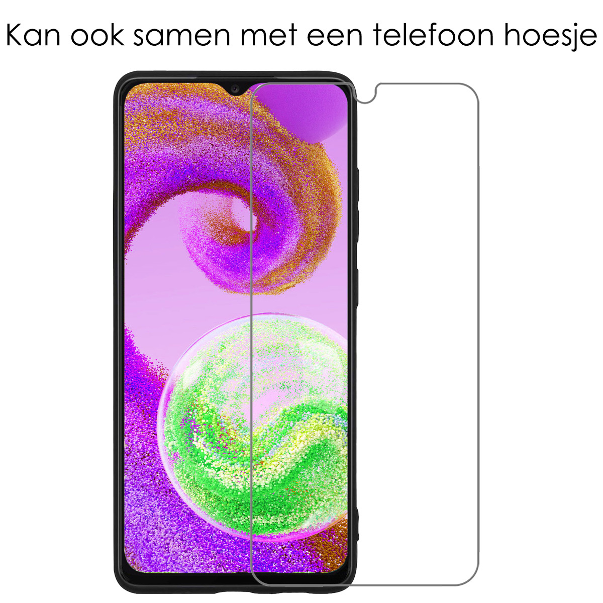 NoXx Hoes Geschikt voor Samsung A04s Hoesje Cover Siliconen Back Case Hoes Met 2x Screenprotector - Zwart