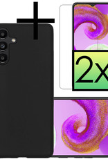 NoXx Samsung Galaxy A04s Hoesje Back Cover Siliconen Case Hoes Met 2x Screenprotector - Zwart