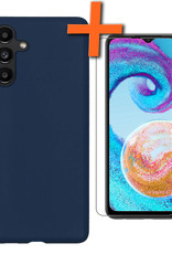 Nomfy Hoesje Geschikt voor Samsung A04s Hoesje Siliconen Cover Case Met Screenprotector - Hoes Geschikt voor Samsung Galaxy A04s Hoes Back Case - Donkerblauw