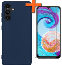 Nomfy Nomfy Samsung Galaxy A04s Hoesje Siliconen Met Screenprotector - Donkerblauw