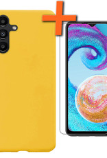 Nomfy Hoesje Geschikt voor Samsung A04s Hoesje Siliconen Cover Case Met Screenprotector - Hoes Geschikt voor Samsung Galaxy A04s Hoes Back Case - Geel