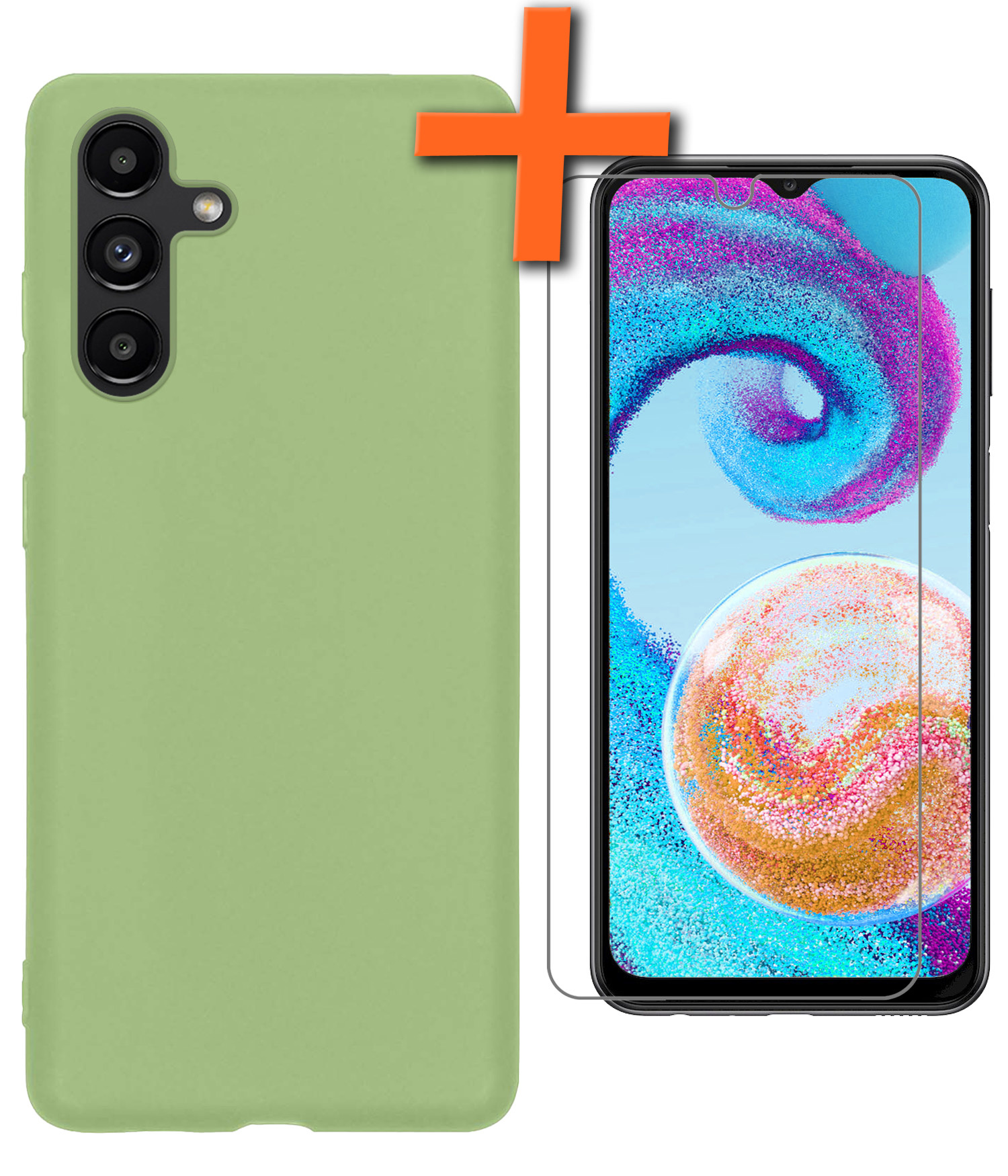Nomfy Hoesje Geschikt voor Samsung A04s Hoesje Siliconen Cover Case Met Screenprotector - Hoes Geschikt voor Samsung Galaxy A04s Hoes Back Case - Groen