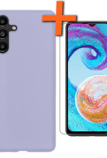 Nomfy Hoesje Geschikt voor Samsung A04s Hoesje Siliconen Cover Case Met Screenprotector - Hoes Geschikt voor Samsung Galaxy A04s Hoes Back Case - Lila