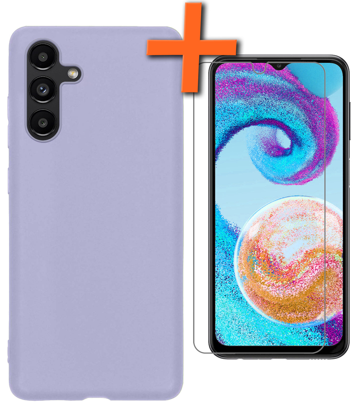 Nomfy Hoesje Geschikt voor Samsung A04s Hoesje Siliconen Cover Case Met Screenprotector - Hoes Geschikt voor Samsung Galaxy A04s Hoes Back Case - Lila