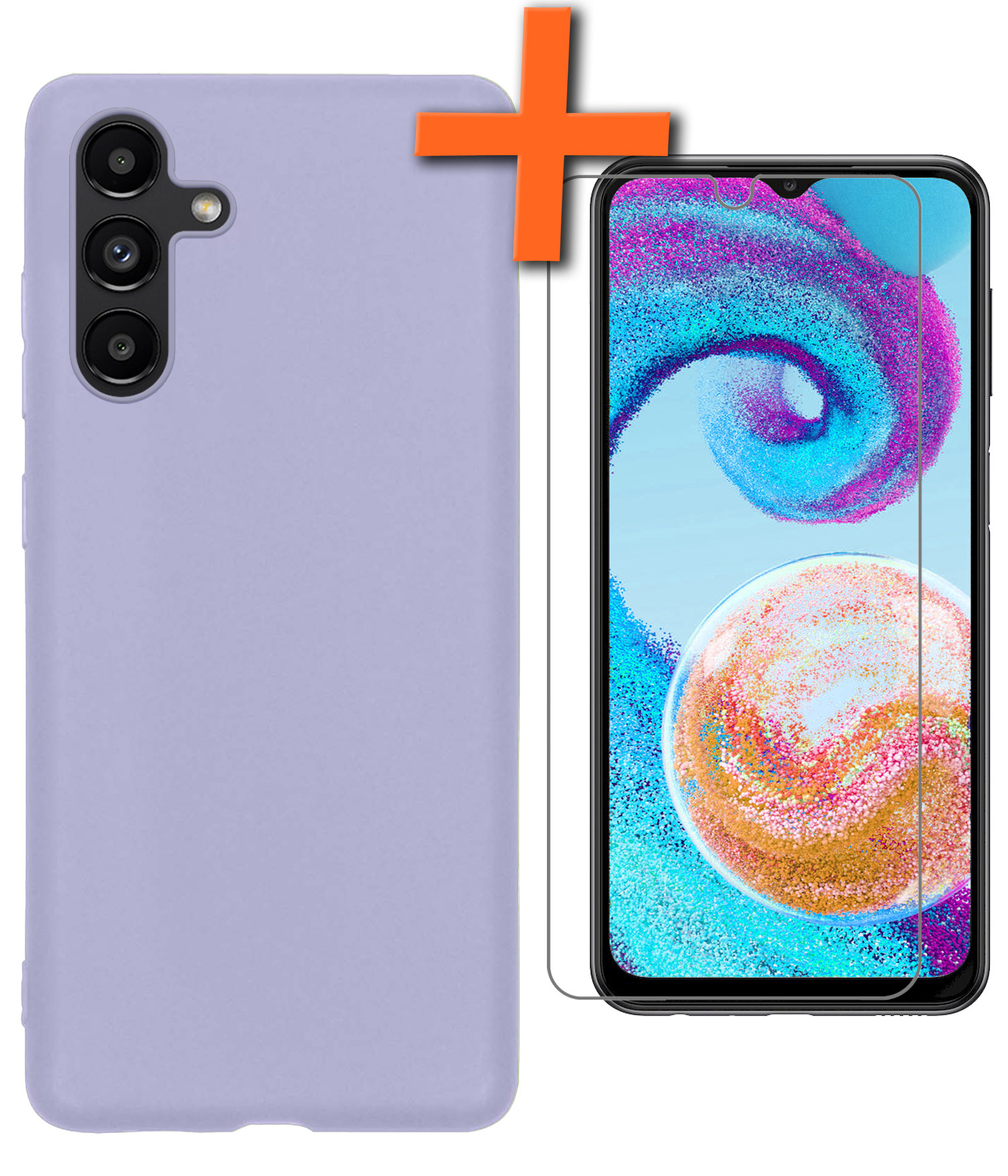 Nomfy Samsung A04s Hoesje Siliconen Case Back Cover Met Screenprotector - Samsung Galaxy A04s Hoes Cover Silicone - Lila