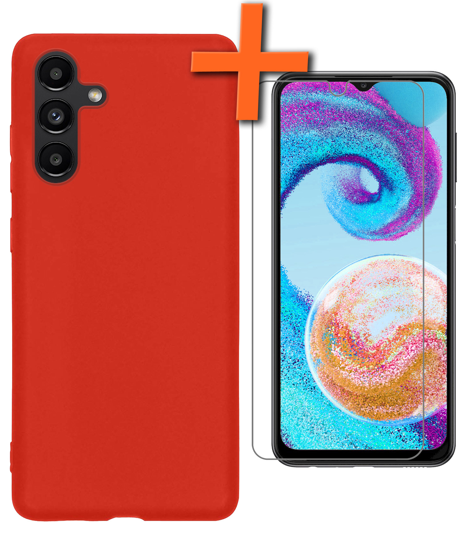 Nomfy Samsung A04s Hoesje Siliconen Case Back Cover Met Screenprotector - Samsung Galaxy A04s Hoes Cover Silicone - Rood