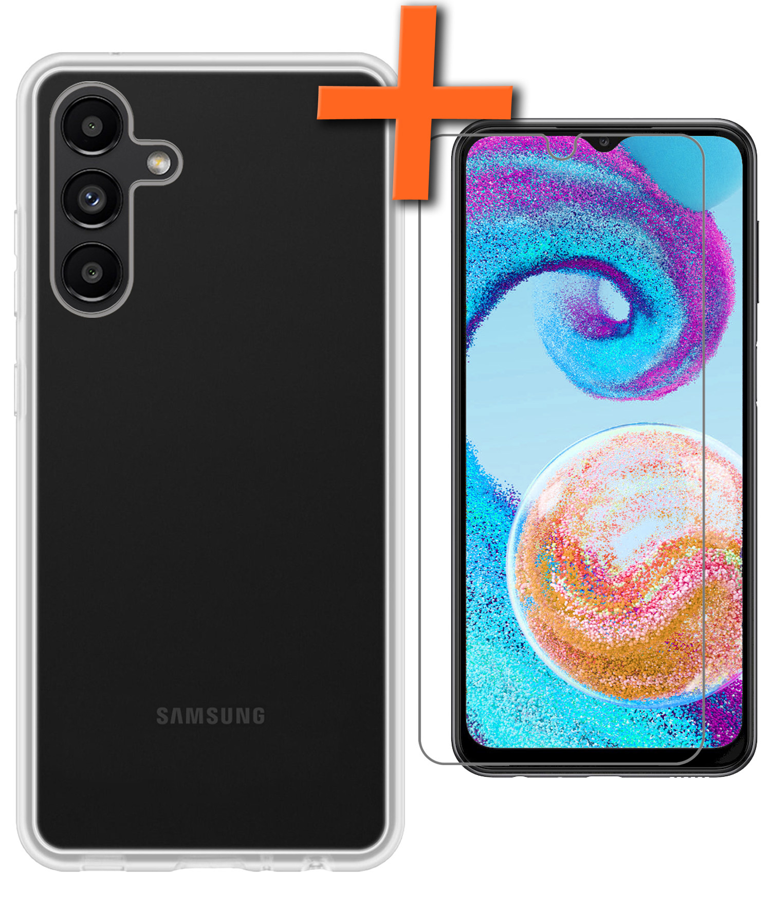 Nomfy Hoesje Geschikt voor Samsung A04s Hoesje Siliconen Cover Case Met Screenprotector - Hoes Geschikt voor Samsung Galaxy A04s Hoes Back Case - Transparant