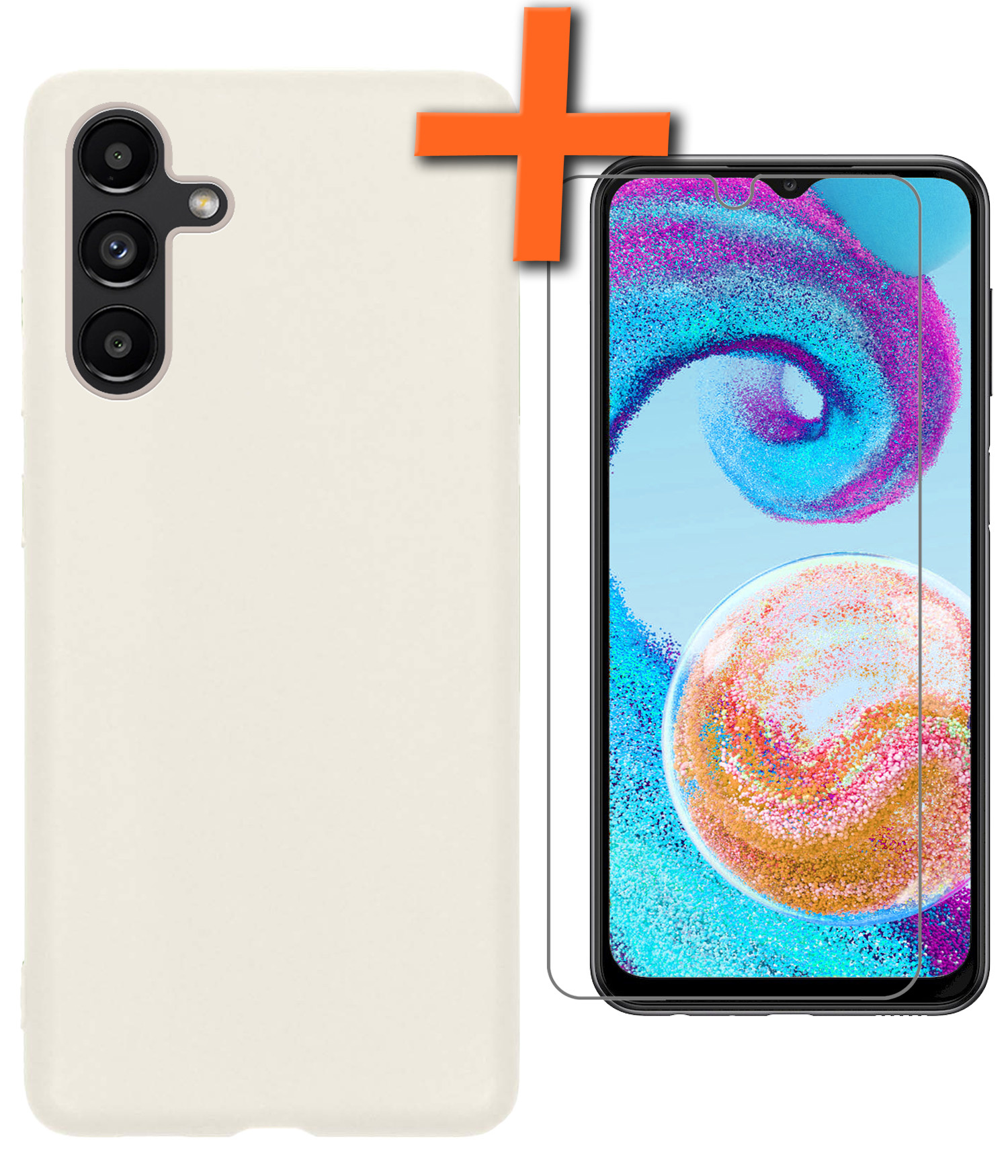 Nomfy Hoesje Geschikt voor Samsung A04s Hoesje Siliconen Cover Case Met Screenprotector - Hoes Geschikt voor Samsung Galaxy A04s Hoes Back Case - Wit
