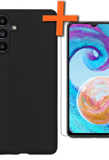 Nomfy Hoesje Geschikt voor Samsung A04s Hoesje Siliconen Cover Case Met Screenprotector - Hoes Geschikt voor Samsung Galaxy A04s Hoes Back Case - Zwart