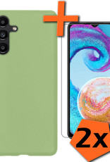 Nomfy Hoesje Geschikt voor Samsung A04s Hoesje Siliconen Cover Case Met 2x Screenprotector - Hoes Geschikt voor Samsung Galaxy A04s Hoes Back Case - Groen
