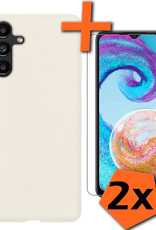 Nomfy Hoesje Geschikt voor Samsung A04s Hoesje Siliconen Cover Case Met 2x Screenprotector - Hoes Geschikt voor Samsung Galaxy A04s Hoes Back Case - Wit