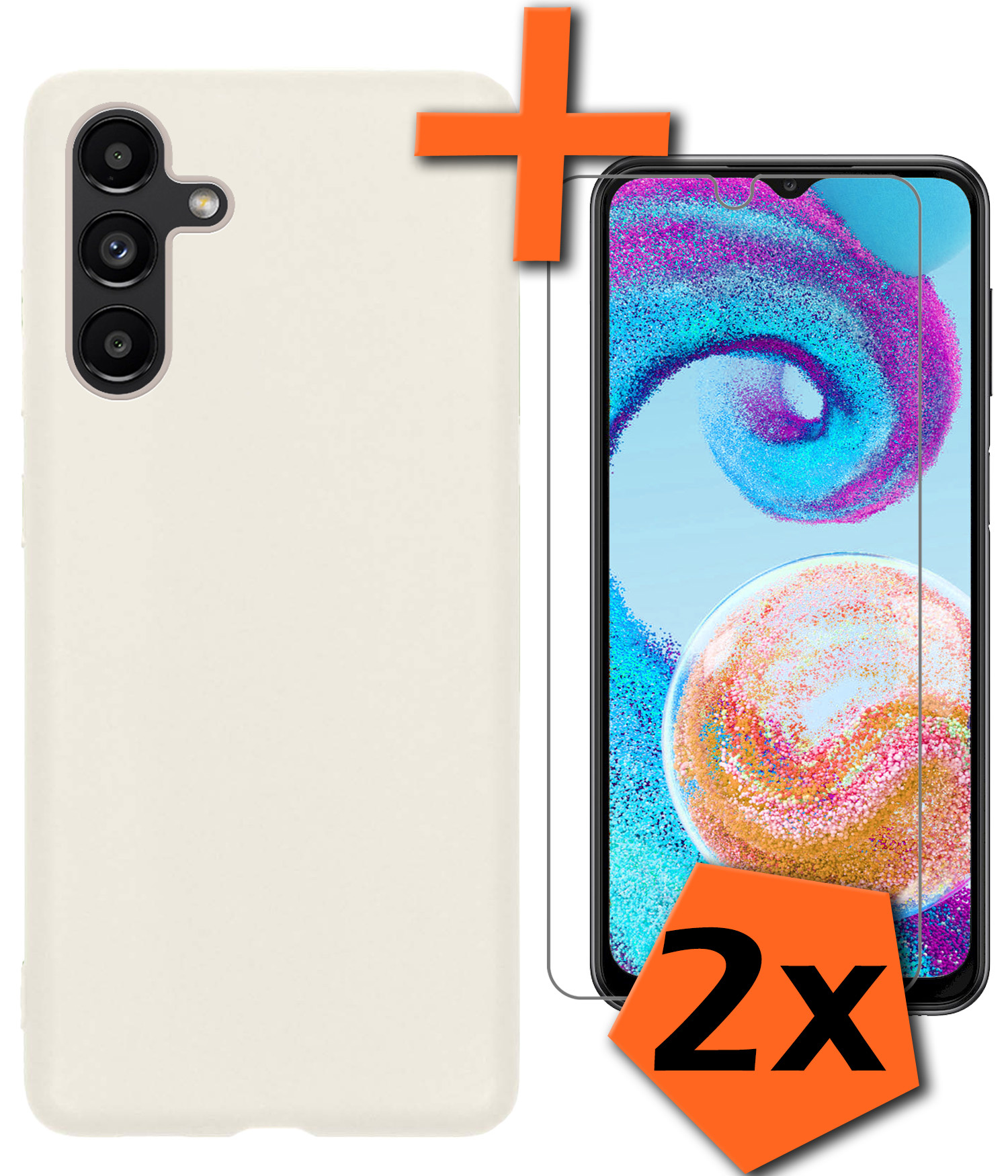 Nomfy Hoesje Geschikt voor Samsung A04s Hoesje Siliconen Cover Case Met 2x Screenprotector - Hoes Geschikt voor Samsung Galaxy A04s Hoes Back Case - Wit