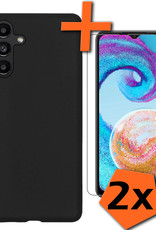 Nomfy Hoesje Geschikt voor Samsung A04s Hoesje Siliconen Cover Case Met 2x Screenprotector - Hoes Geschikt voor Samsung Galaxy A04s Hoes Back Case - Zwart