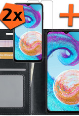 Nomfy Samsung A04s Hoes Bookcase Flipcase Book Cover Met 2x Screenprotector - Samsung Galaxy A04s Hoesje Book Case - Zwart