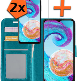 Nomfy Nomfy Samsung Galaxy A04s Hoesje Bookcase Turquoise Met 2x Screenprotector