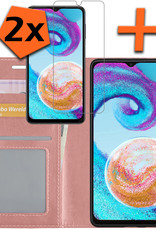 Nomfy Hoesje Geschikt voor Samsung A04s Hoes Bookcase Flipcase Book Cover Met 2x Screenprotector - Hoes Geschikt voor Samsung Galaxy A04s Hoesje Book Case - Rosé goud