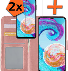 Nomfy Nomfy Samsung Galaxy A04s Hoesje Bookcase Rose Goud Met 2x Screenprotector