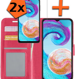 Nomfy Nomfy Samsung Galaxy A04s Hoesje Bookcase Donkerroze Met 2x Screenprotector