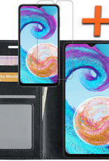 Nomfy Hoesje Geschikt voor Samsung A04s Hoes Bookcase Flipcase Book Cover Met Screenprotector - Hoes Geschikt voor Samsung Galaxy A04s Hoesje Book Case - Zwart