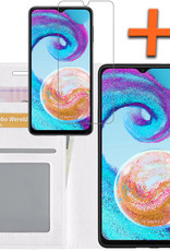 Nomfy Hoesje Geschikt voor Samsung A04s Hoes Bookcase Flipcase Book Cover Met Screenprotector - Hoes Geschikt voor Samsung Galaxy A04s Hoesje Book Case - Wit