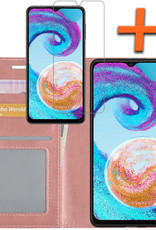Nomfy Hoesje Geschikt voor Samsung A04s Hoes Bookcase Flipcase Book Cover Met Screenprotector - Hoes Geschikt voor Samsung Galaxy A04s Hoesje Book Case - Rosé goud
