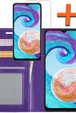 Nomfy Hoesje Geschikt voor Samsung A04s Hoes Bookcase Flipcase Book Cover Met Screenprotector - Hoes Geschikt voor Samsung Galaxy A04s Hoesje Book Case - Paars